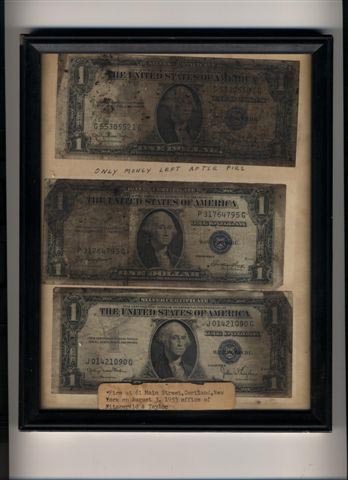 Dollar Bills that Survived the Fire of 1953